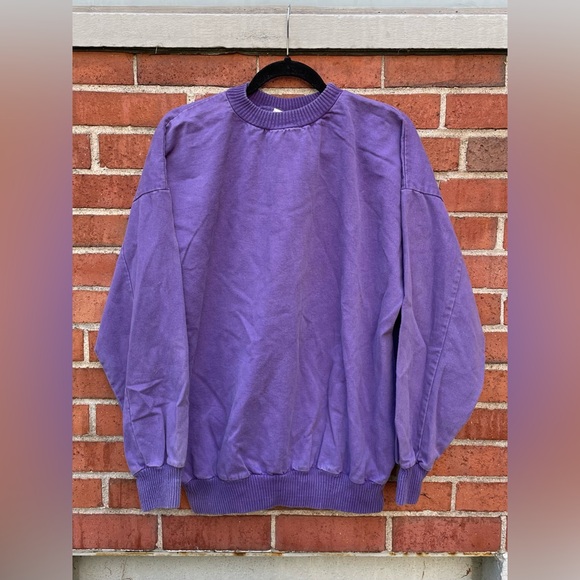 Vintage 90s Quality Goods Faded Cuffed Crewneck Sweatshirt Size Large purple - Picture 1 of 6